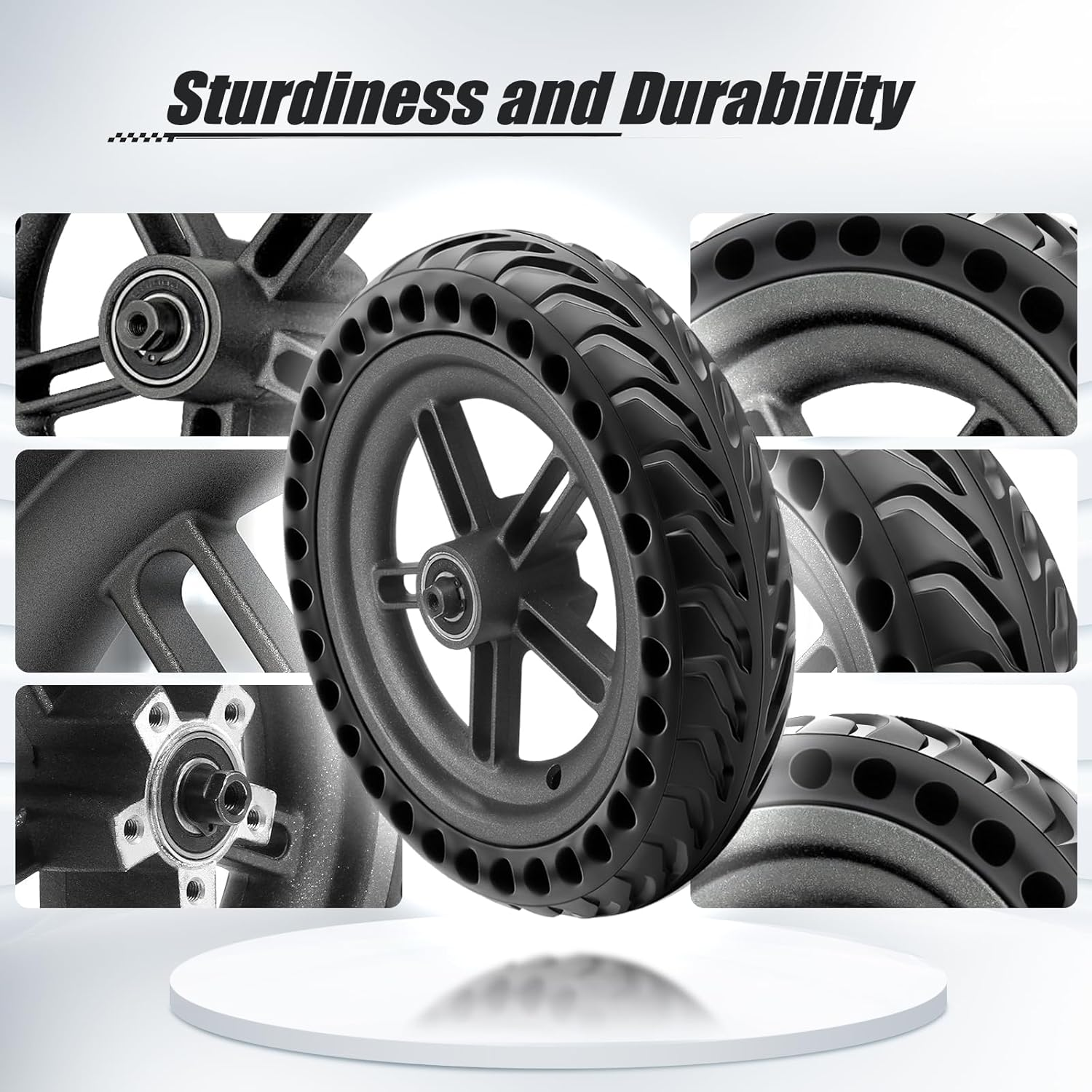 8.5" Electric Scooter Rear Wheel & Rim for Xiaomi M365, Solid Tyre, Easy Mount