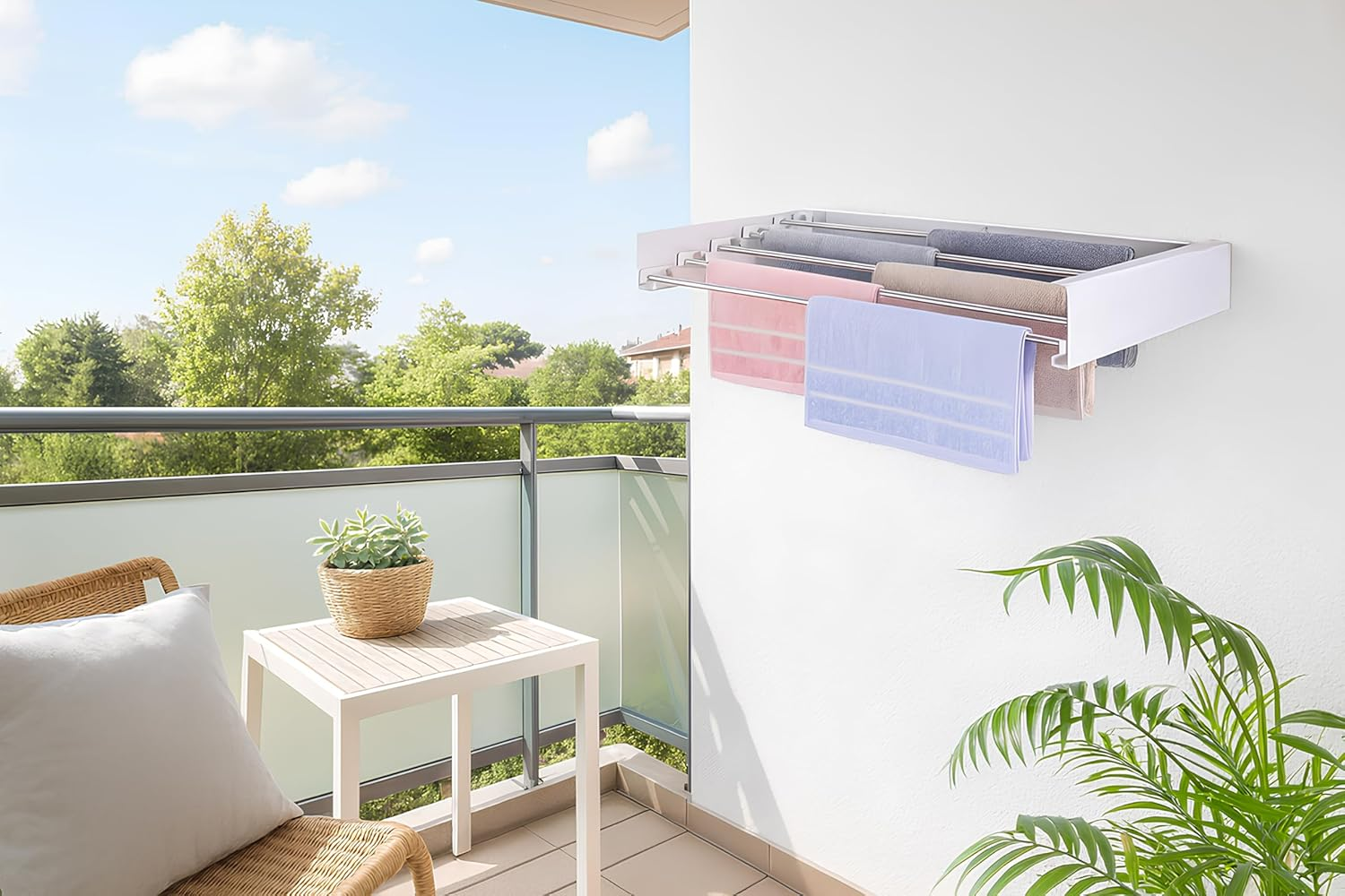 Foldable Wall-Mounted Clothes Drying Rack - 50 Kg Capacity, 8.4M Line