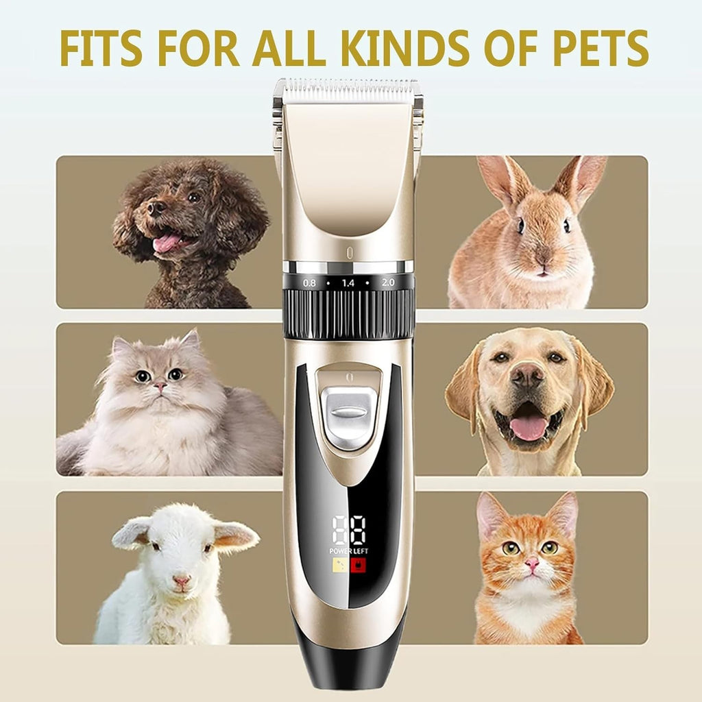 Dog Grooming Clippers Low Noise Cordless Rechargeable Pet Trimmer Waterproof