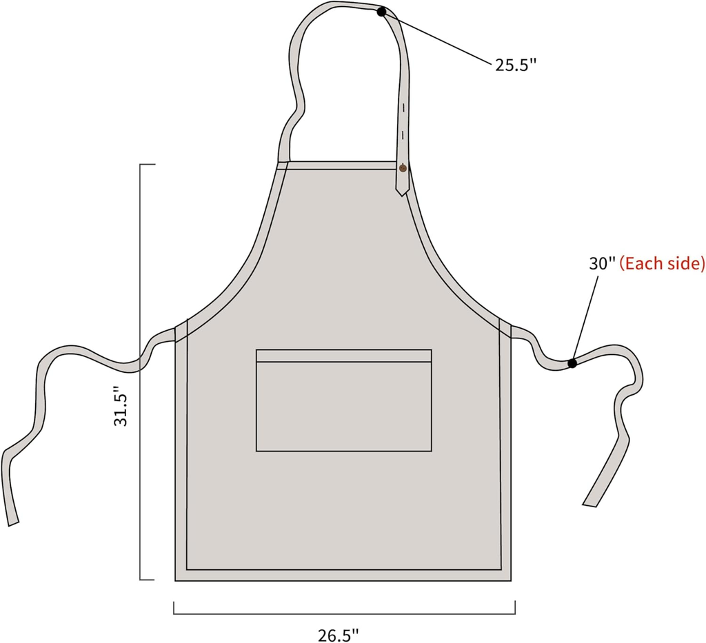100% Pure Linen Adjustable Apron Dress with Pocket for Men and Women