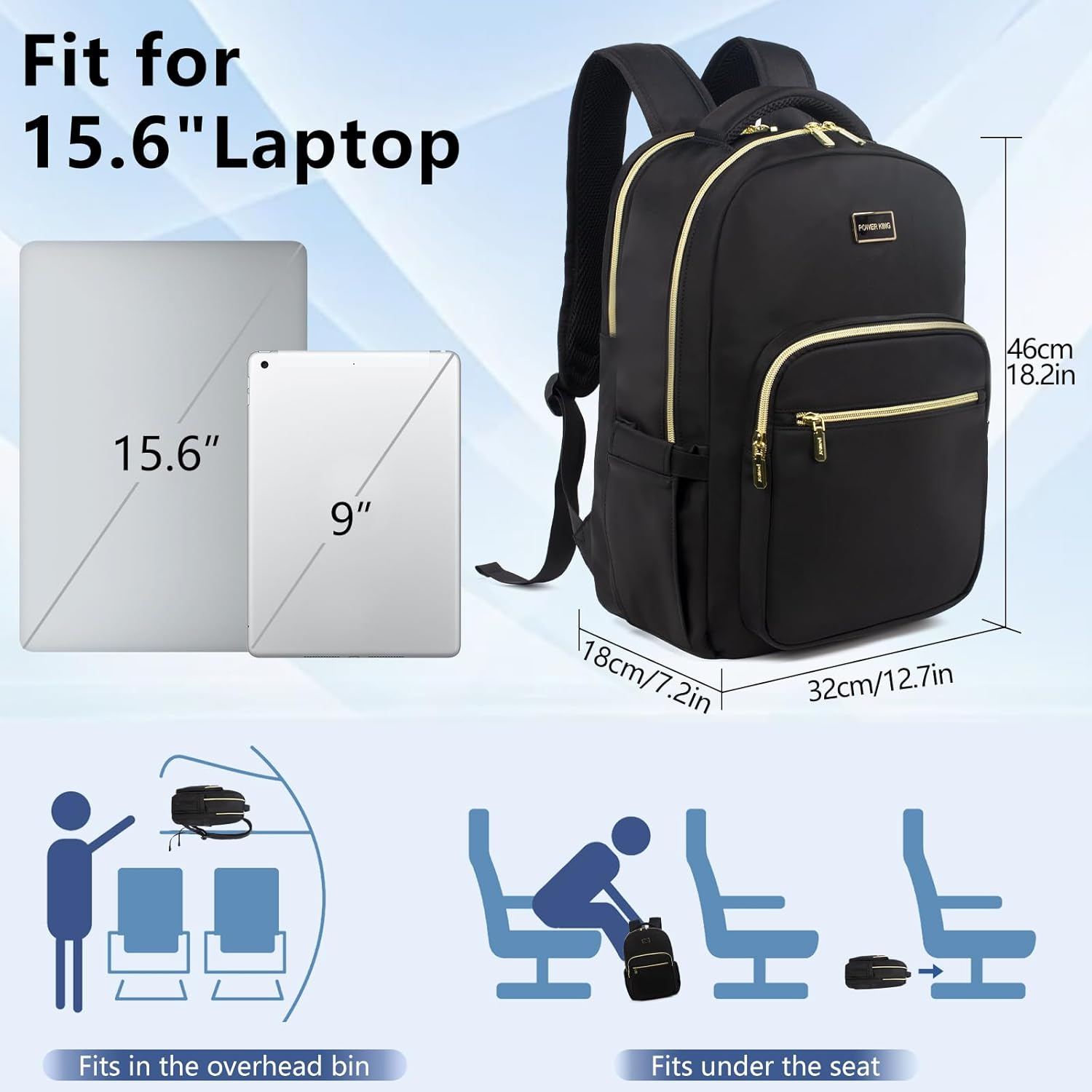 15.6'' Waterproof Laptop Backpack with Anti-Theft Pouch for Travel