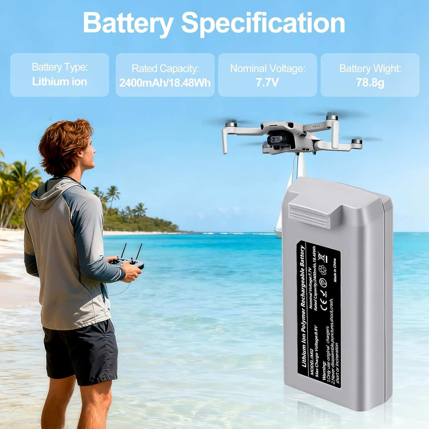 Intelligent 4K Mini Flight Battery 2-Pack with Charging Hub and LCD Display
