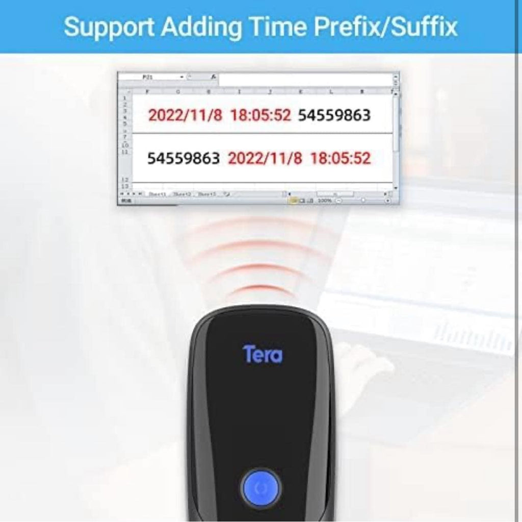 Tera 2D Mini Bluetooth Barcode Scanner 1D/2D/QR Code Reader Wireless USB Wired