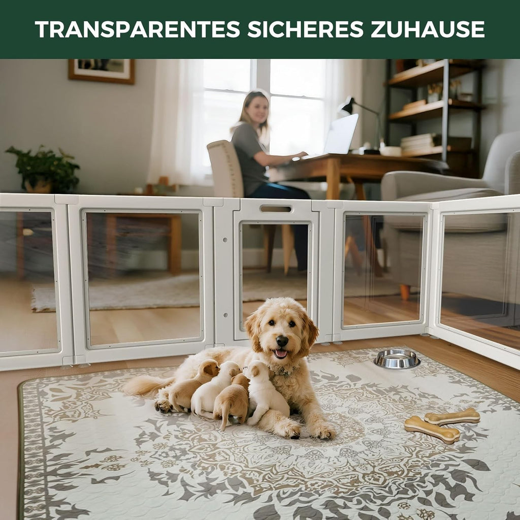 Auraspace Acrylic Dog Playpen for Puppies and Small Dogs, 24 Inch, 8 Panels