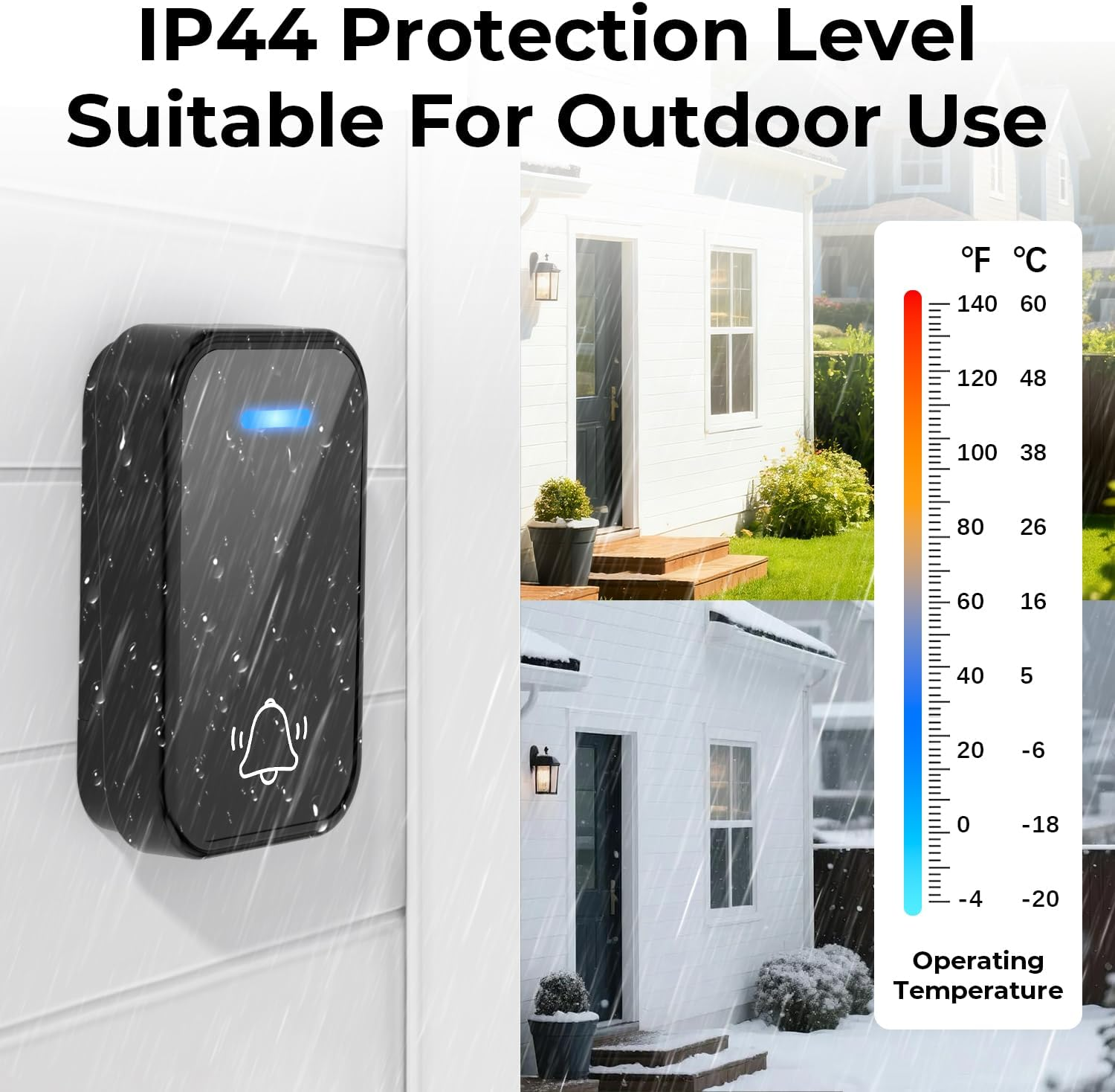 Vibrant Wireless Doorbell Kit - LED Multi-Color, Waterproof & Easy Install