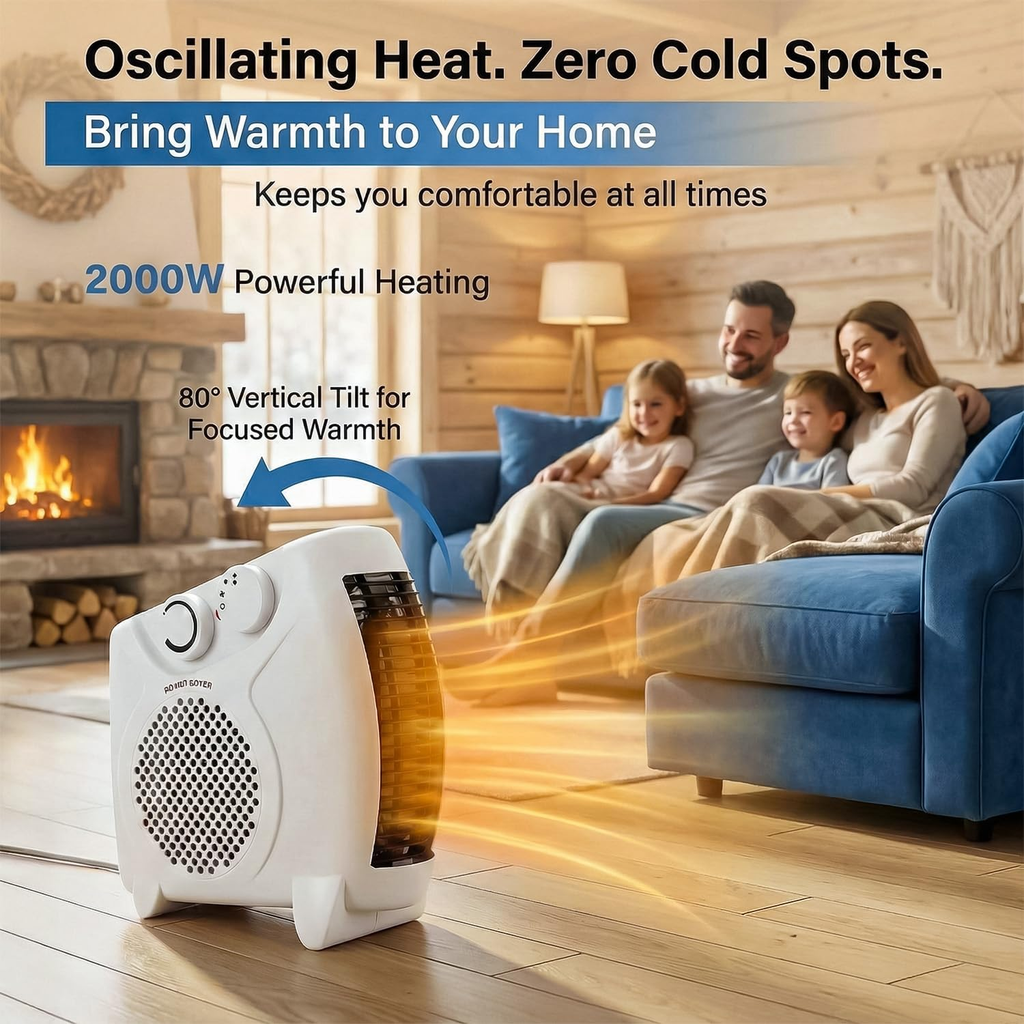 Ventox 2000W Electric Heater with Adjustable Thermostat & Overheat Protection