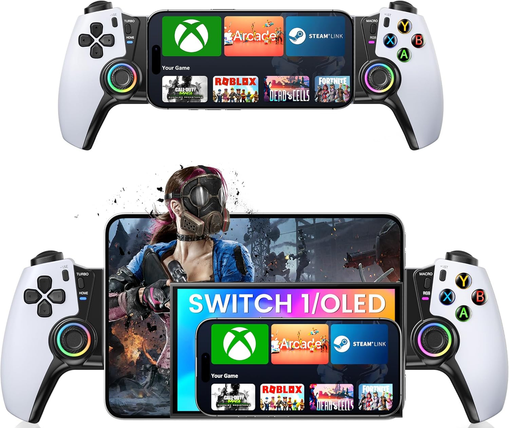 Wireless Bluetooth Gaming Controller for iPhone, Android, Switch, and PC