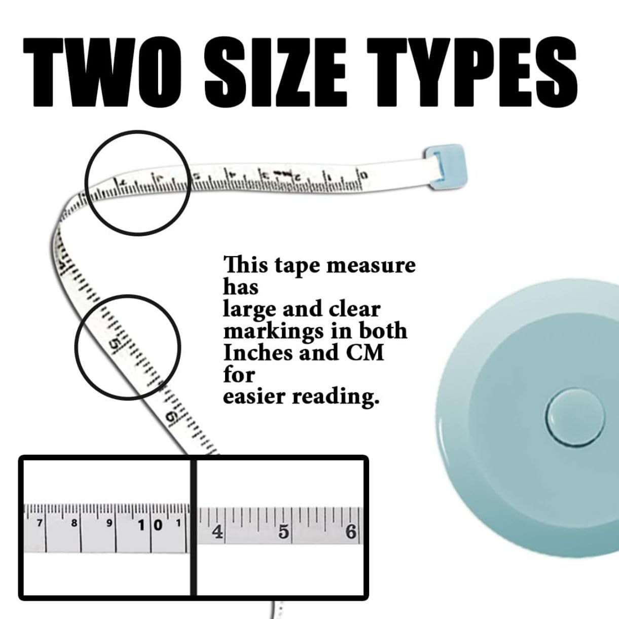 Retractable Tape Measure 2 Pack, 150 Cm/60 Inch Soft Body for Sewing & Crafts
