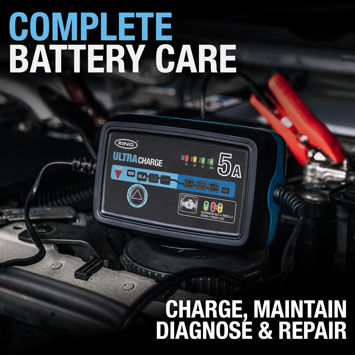 ULTRACHARGE 5A Smart Car Charger & Battery Maintainer for 6V/12V Batteries