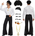 Men's 70s Disco Costume with Afro Wig and Accessories for Retro Parties