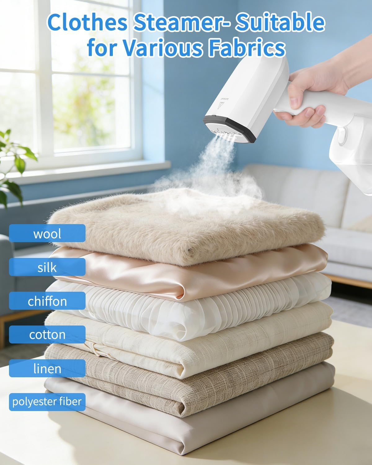 Handheld 1500W Clothes Steamer, Fast Heating, Portable for Home & Travel