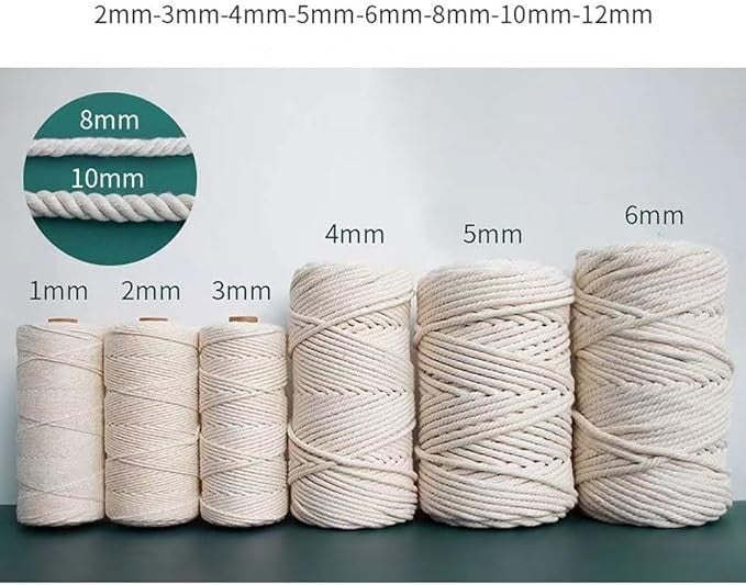 Arightmu 10mm x 10m Natural Cotton Rope Macrame Cord DIY Craft Knitting Beige