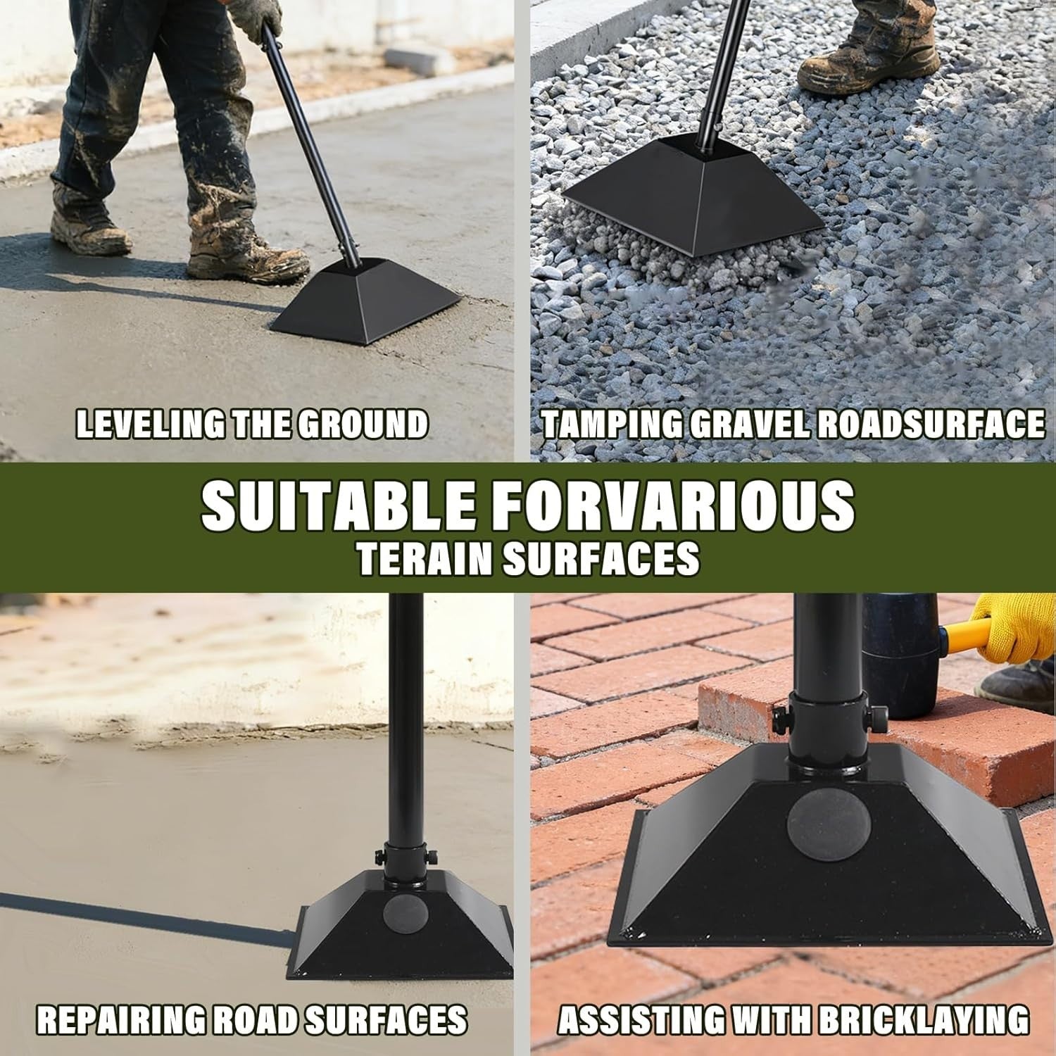 TIHOOK Steel Tamper, Contractor's Tamper with 85cm Height