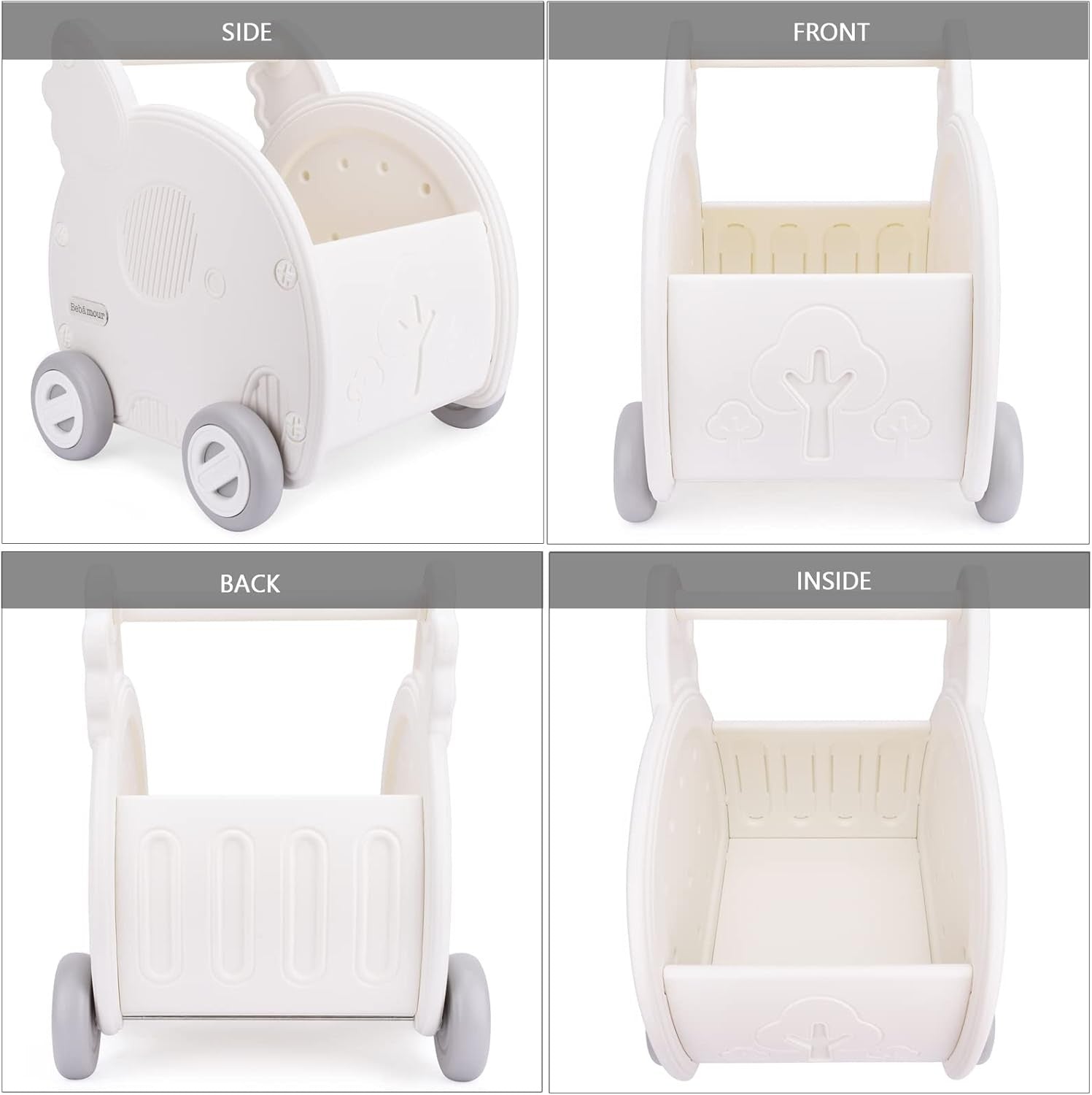 2-in-1 Baby Shopping Cart and Stroller Walker Toy with Storage, White