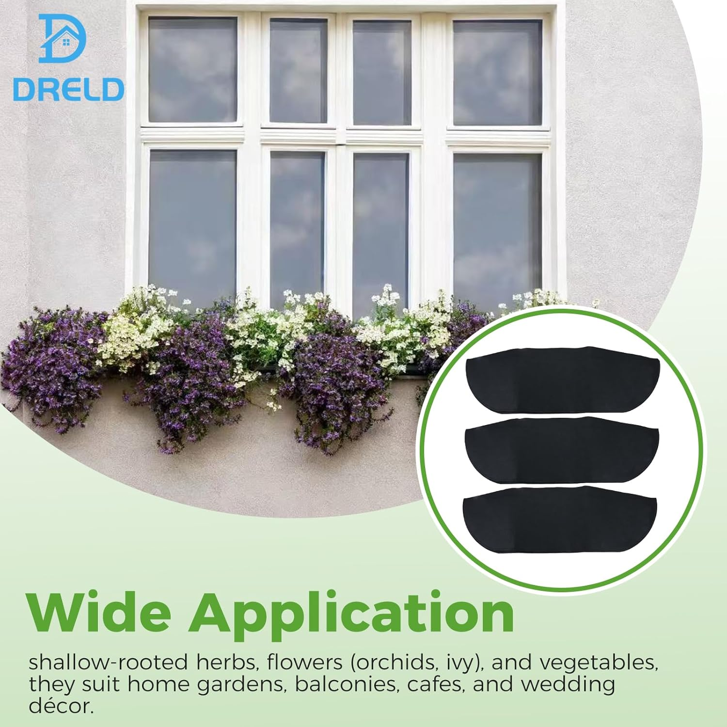 24" Rectangle Hanging Plant Liners - 3 Pack Felt Inserts for Containers