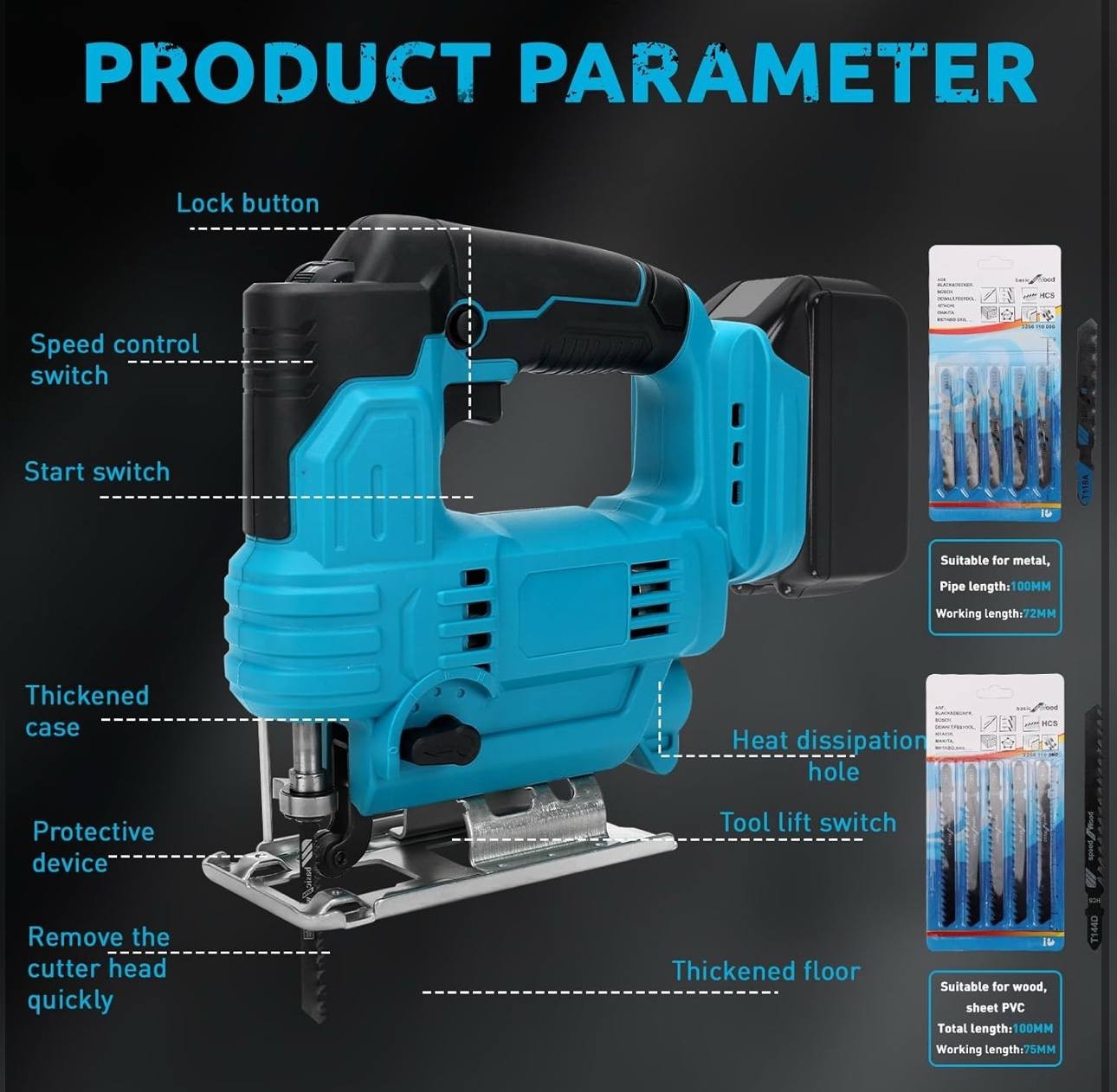 Jig Saw Compatible with Makita 18V Battery 2800 SPM Electric