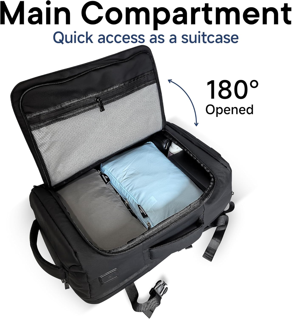 Men's 40L Travel Backpack, Water-Resistant Rucksack with USB Port and Laptop Com