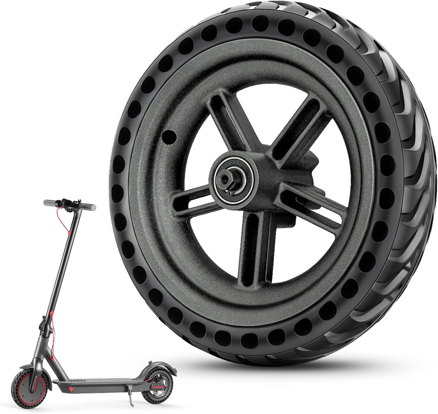 8.5" Electric Scooter Rear Wheel & Rim for Xiaomi M365, Solid Tyre, Easy Mount