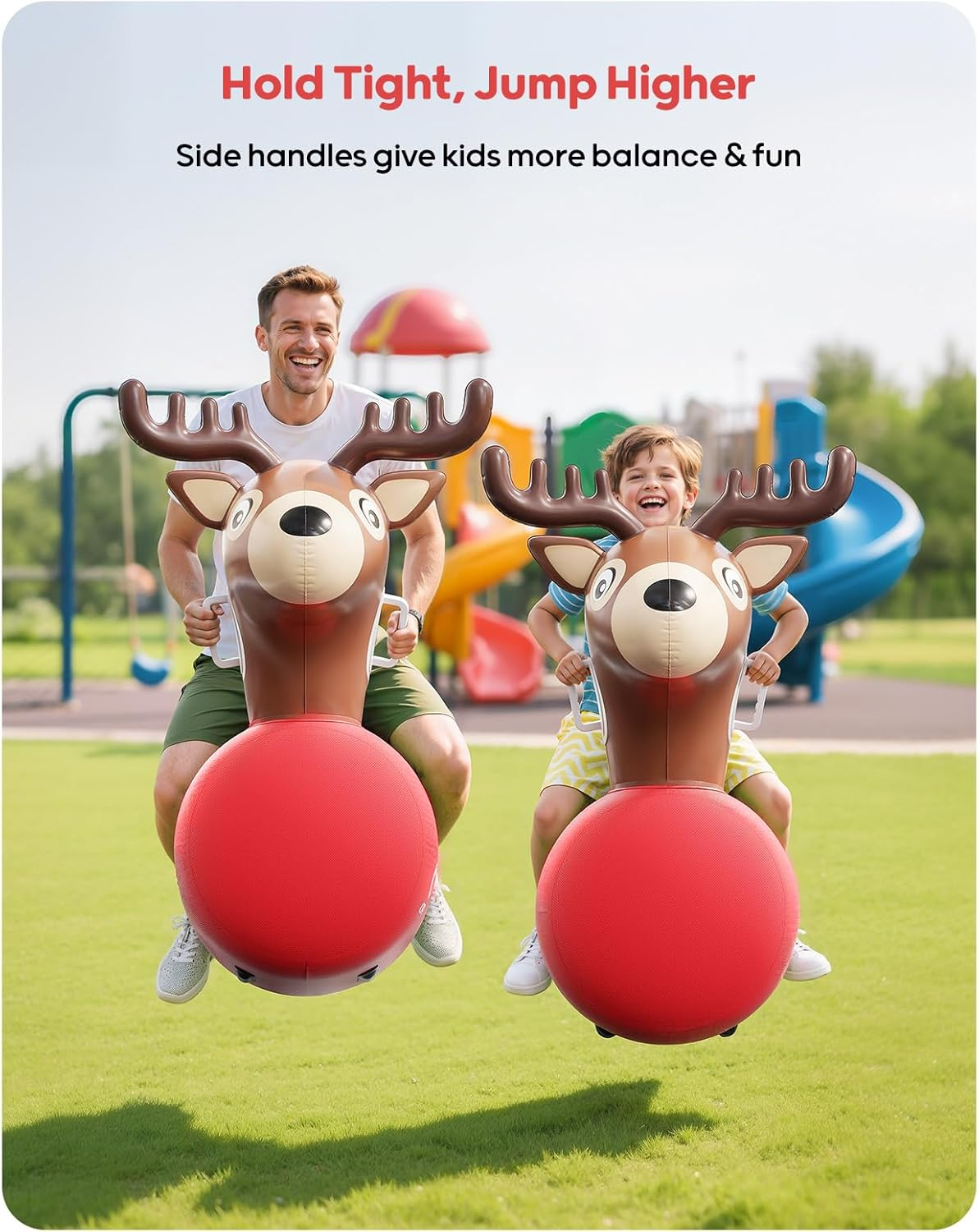 Inflatable Reindeer Hopper Toy with Pump for Kids and Adults