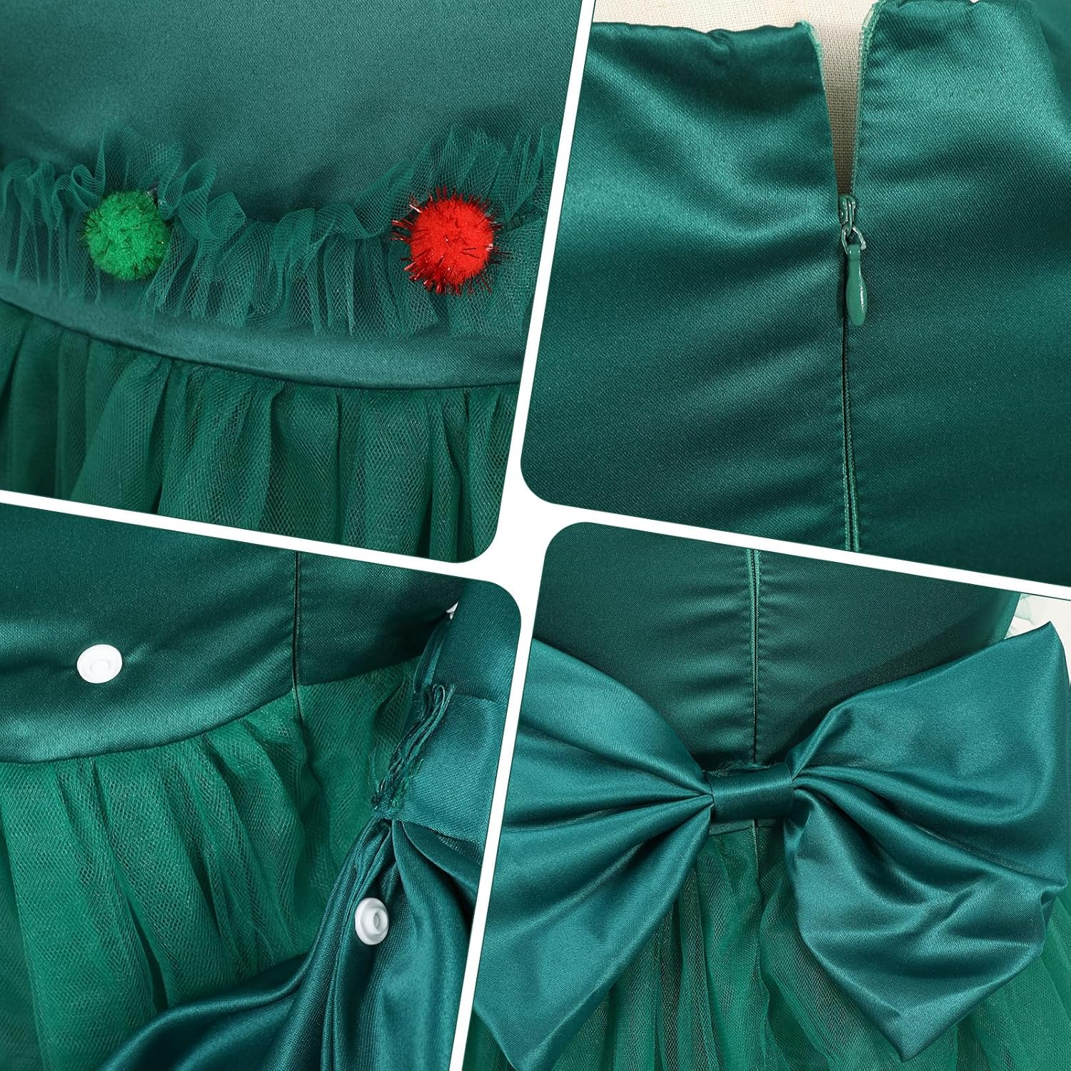 Girls' Christmas Tree Dress Costume Set with Accessories - 3PCS - Size XL