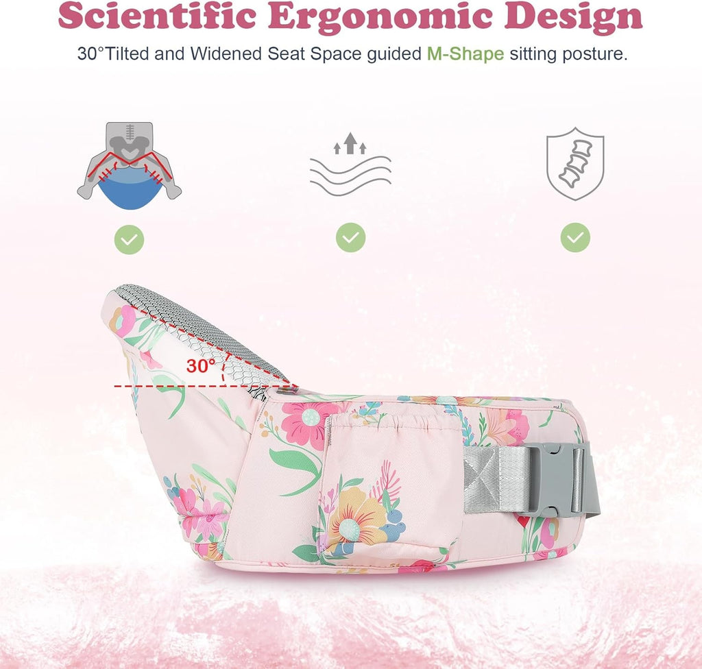 Adjustable Baby Hip Carrier with Supportive Waistband and Pockets for Parents