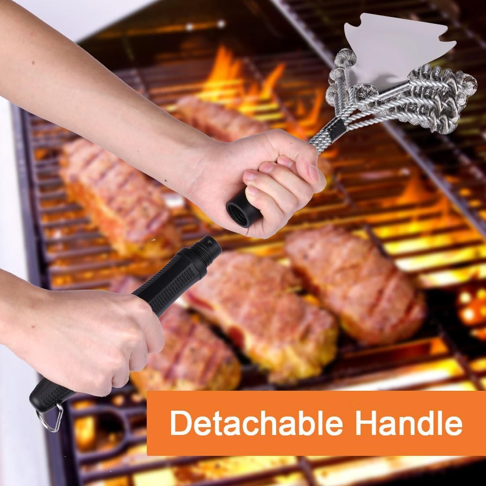 Heavy Duty BBQ Grill Cleaning Brush with Detachable Handle