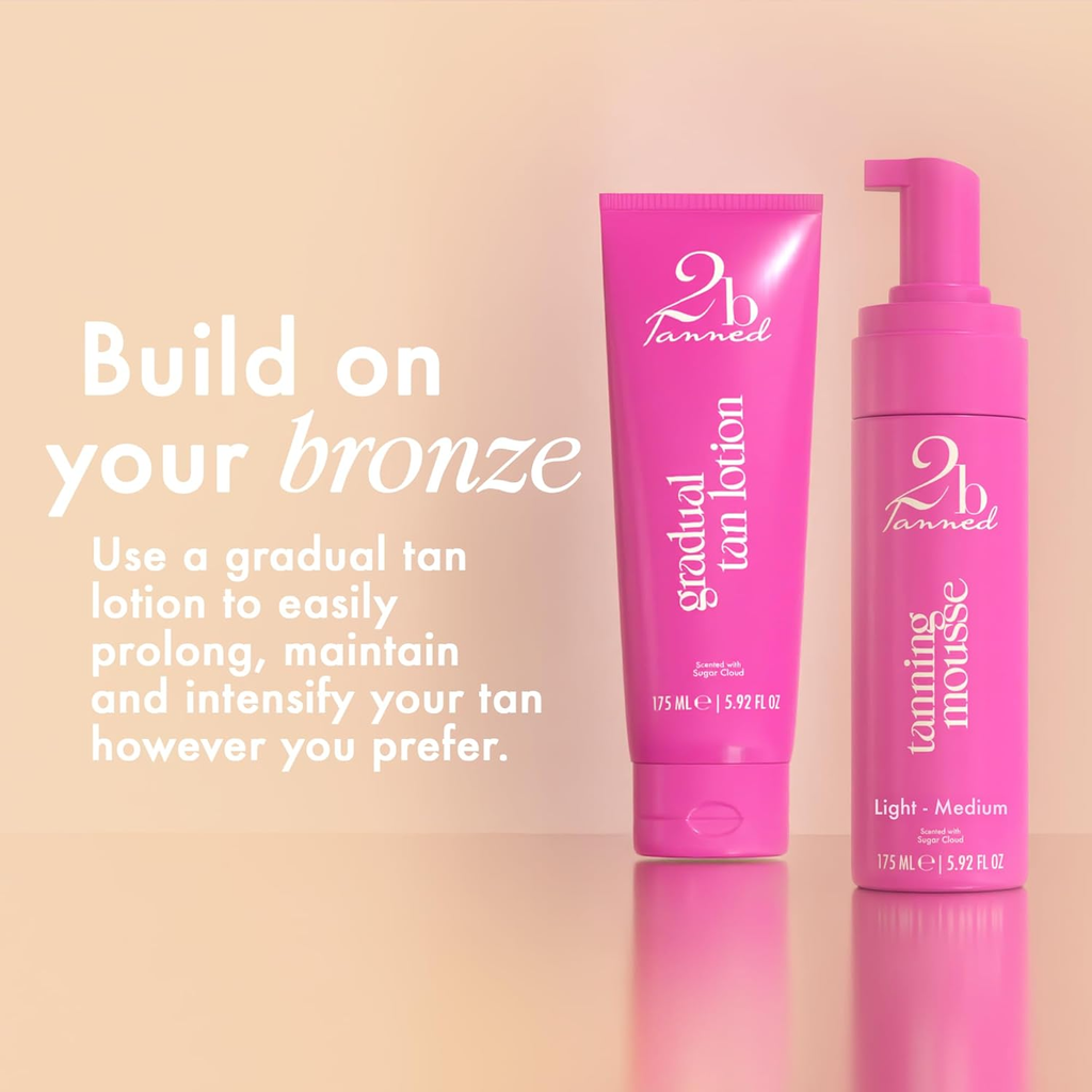 2Btanned Light/Medium Fake Tan Mousse with Hydrating Formula and Sugar Cloud