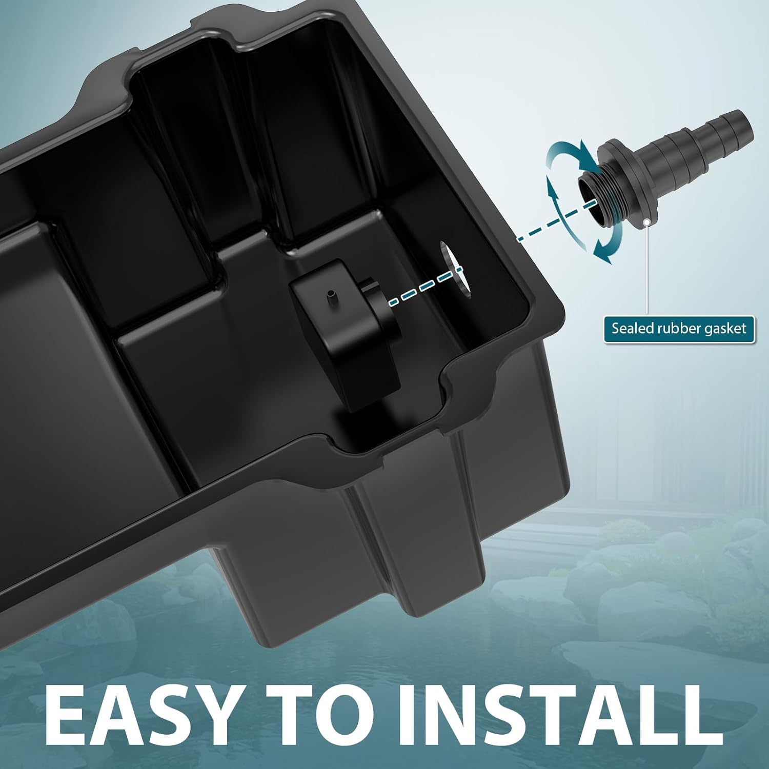 20cm Wide Blade Pond Waterfall Filter for Small Garden Ponds, Black