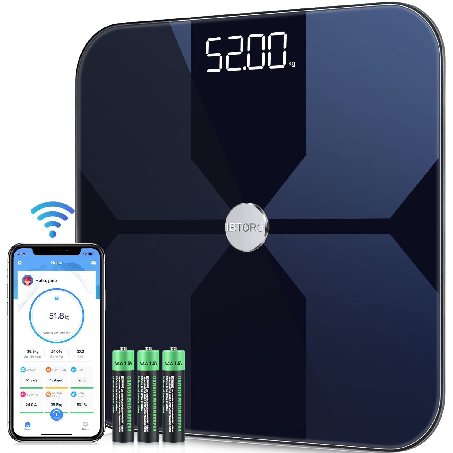Smart Body Fat Scale with Bluetooth and ITO Coating Technology