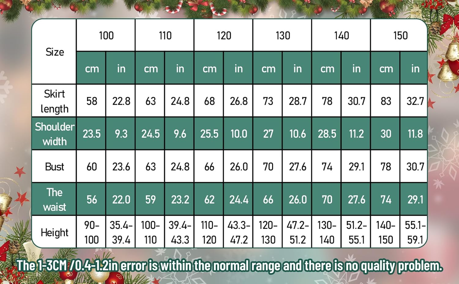 Girls' Christmas Tree Dress Costume Set with Accessories - 3PCS - Size XL