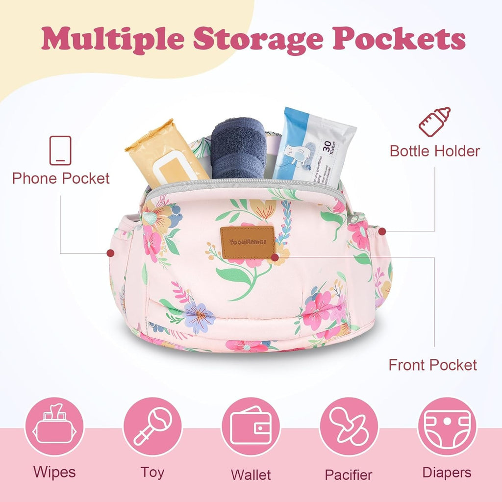 Adjustable Baby Hip Carrier with Supportive Waistband and Pockets for Parents