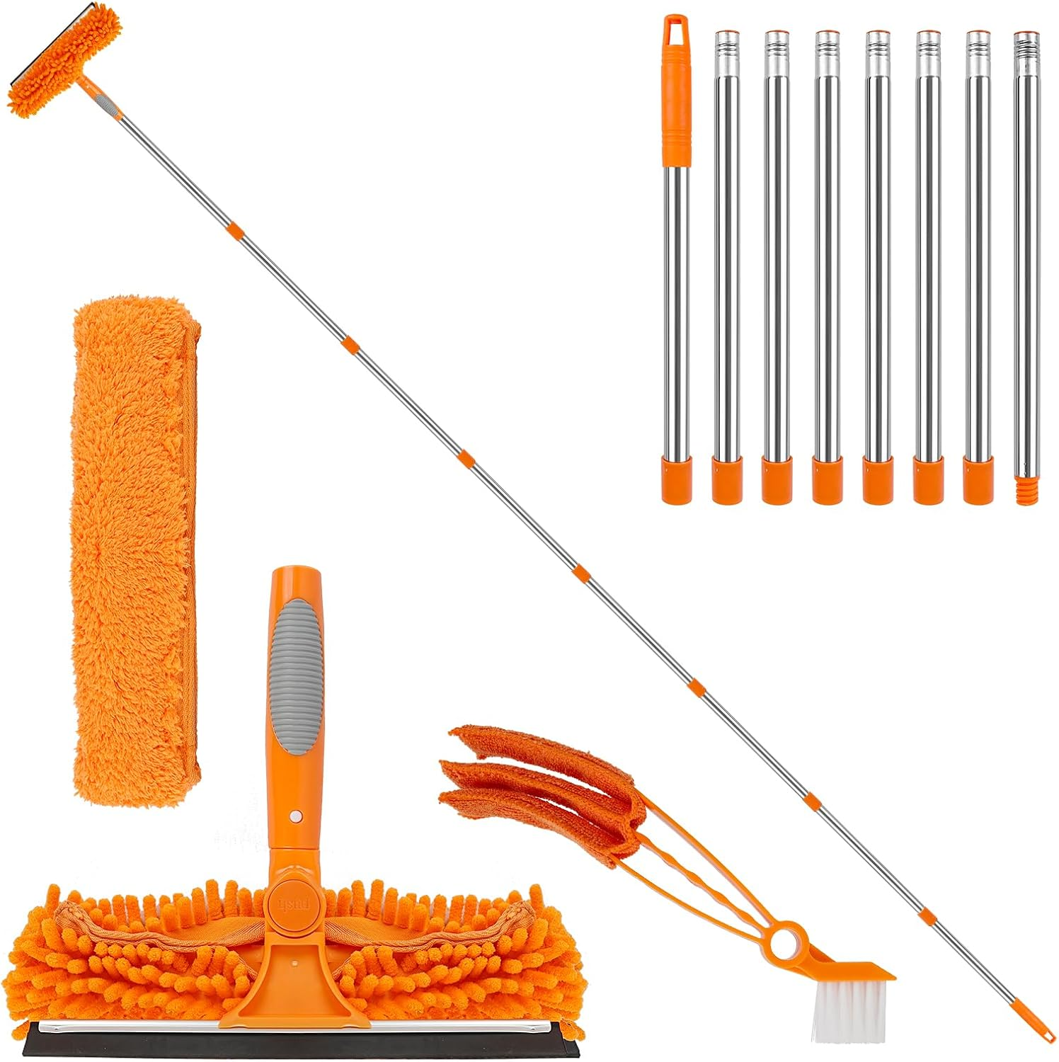 3.2M Extendable Window Cleaning Kit with Squeegee and Microfiber Cloth