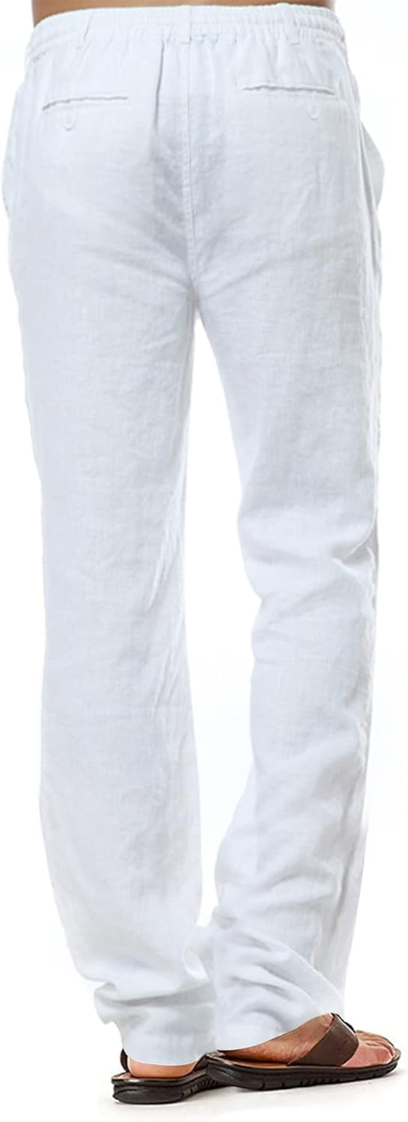 Men's Lightweight Linen Drawstring Trousers for Summer - Size M