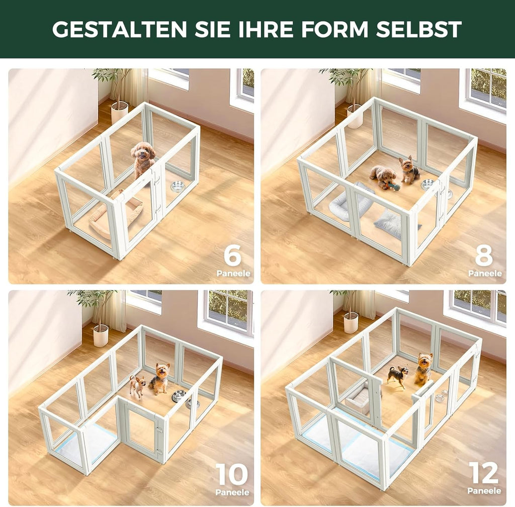 Auraspace Acrylic Dog Playpen for Puppies and Small Dogs, 24 Inch, 8 Panels