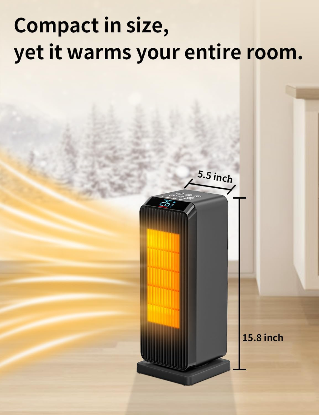 16" Portable 1800W Electric Heater & Fan with Timer, Oscillation & Safety Featur