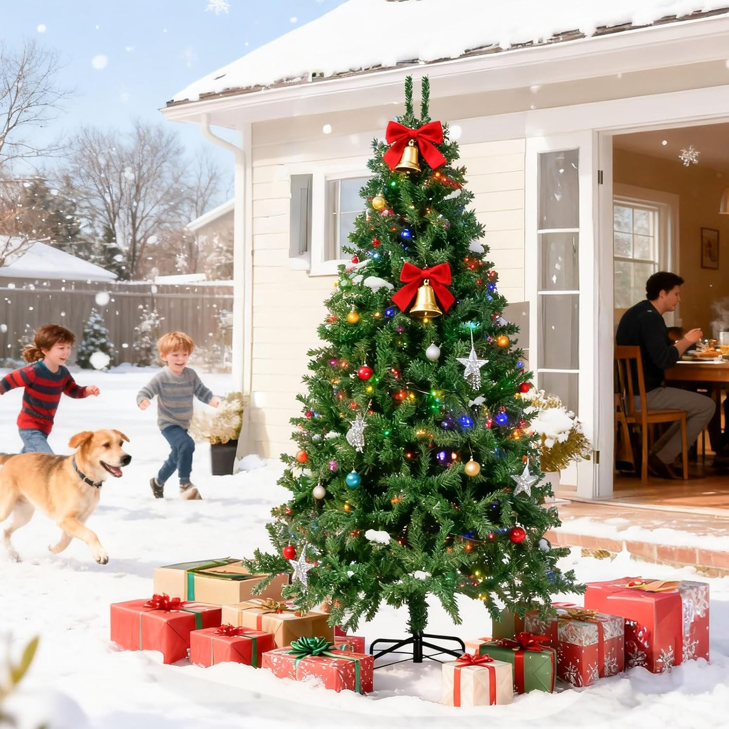 6Ft Artificial Christmas Tree with 880 Tips and Metal Legs for Indoor/Outdoor Us