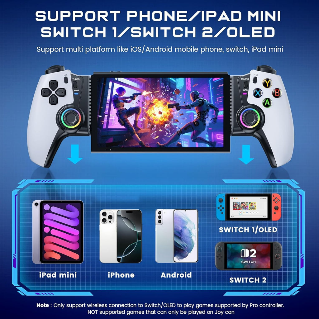 Wireless Bluetooth Gaming Controller for iPhone, Android, Switch, and PC