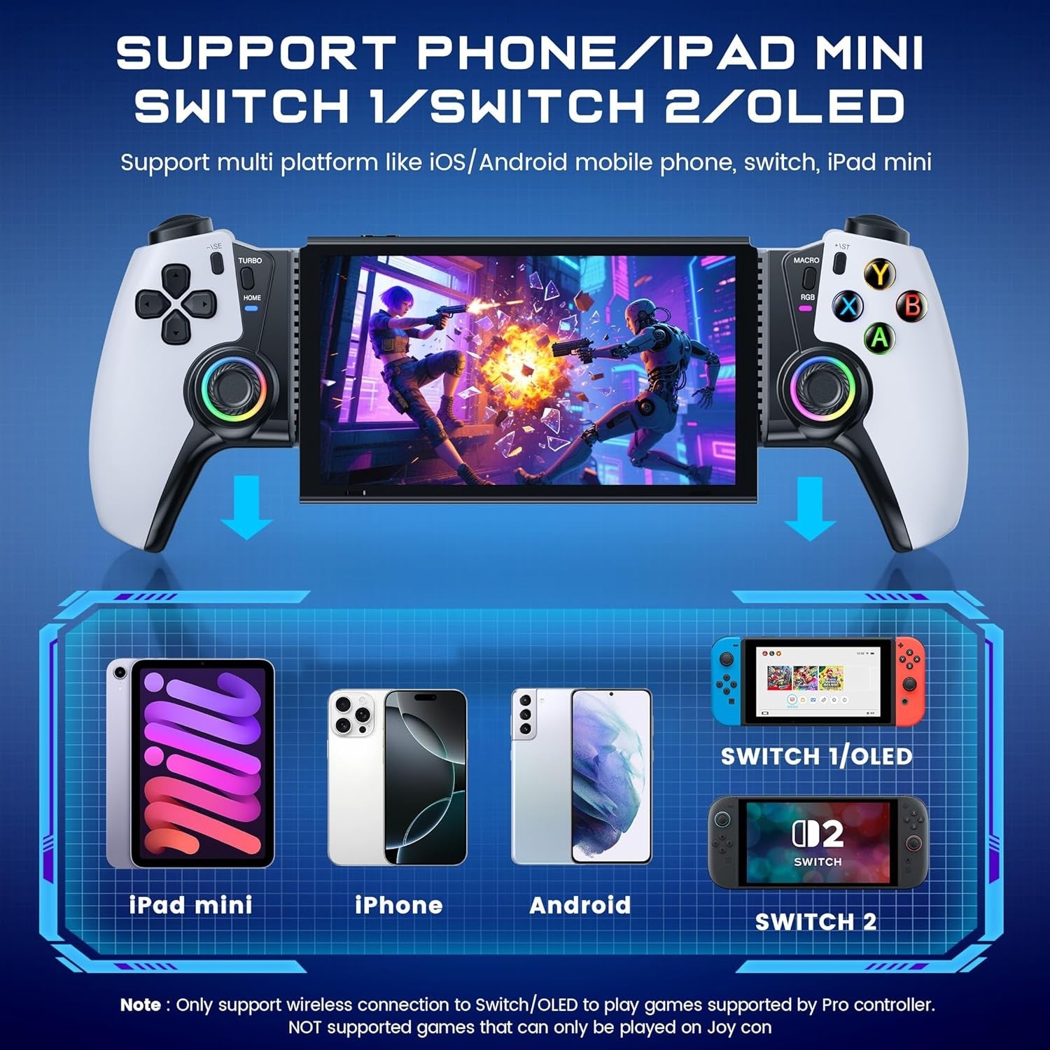 Wireless Bluetooth Gaming Controller for iPhone, Android, Switch, and PC