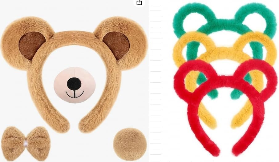 12-Piece Halloween Bear Cosplay Set with Headband, Bowtie, and Tail Accessories