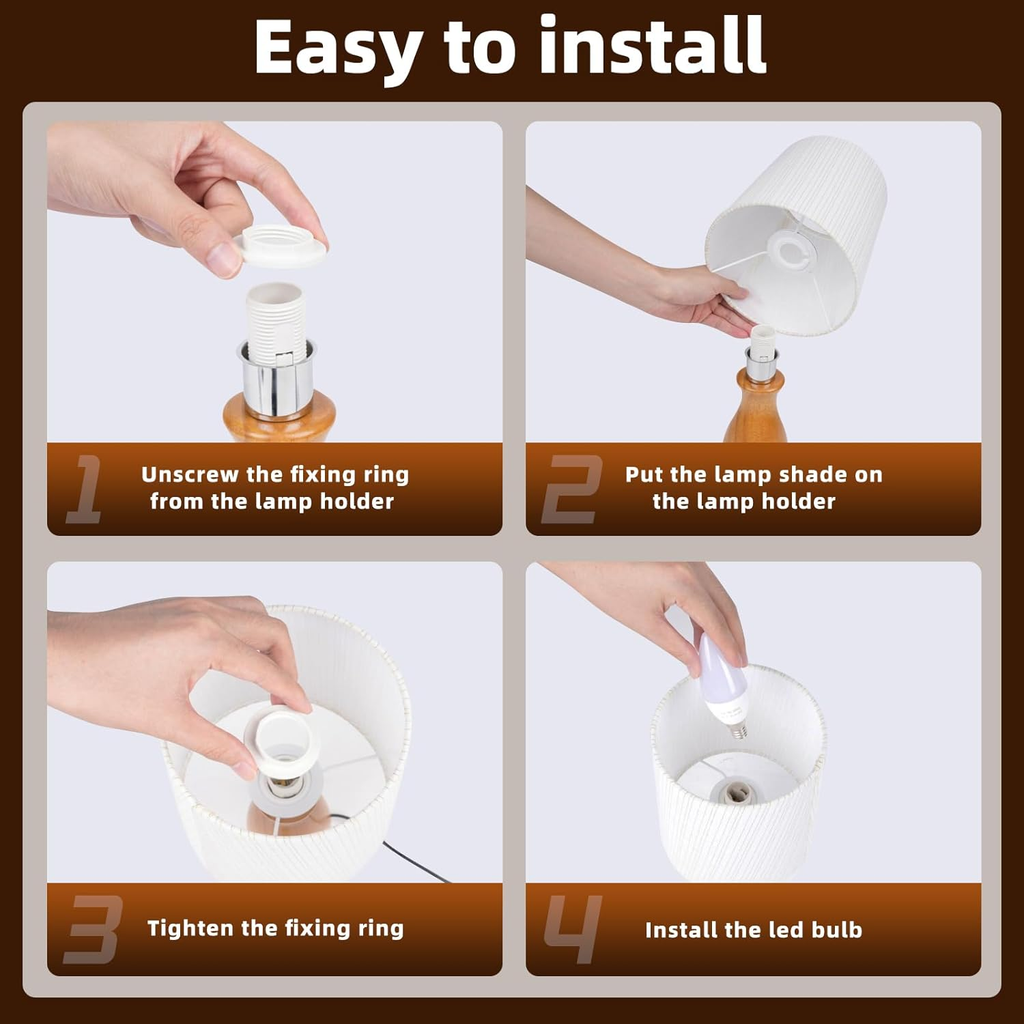 12.5-Inch Bedside Table Lamp with White Linen Shade and Gold Stripes