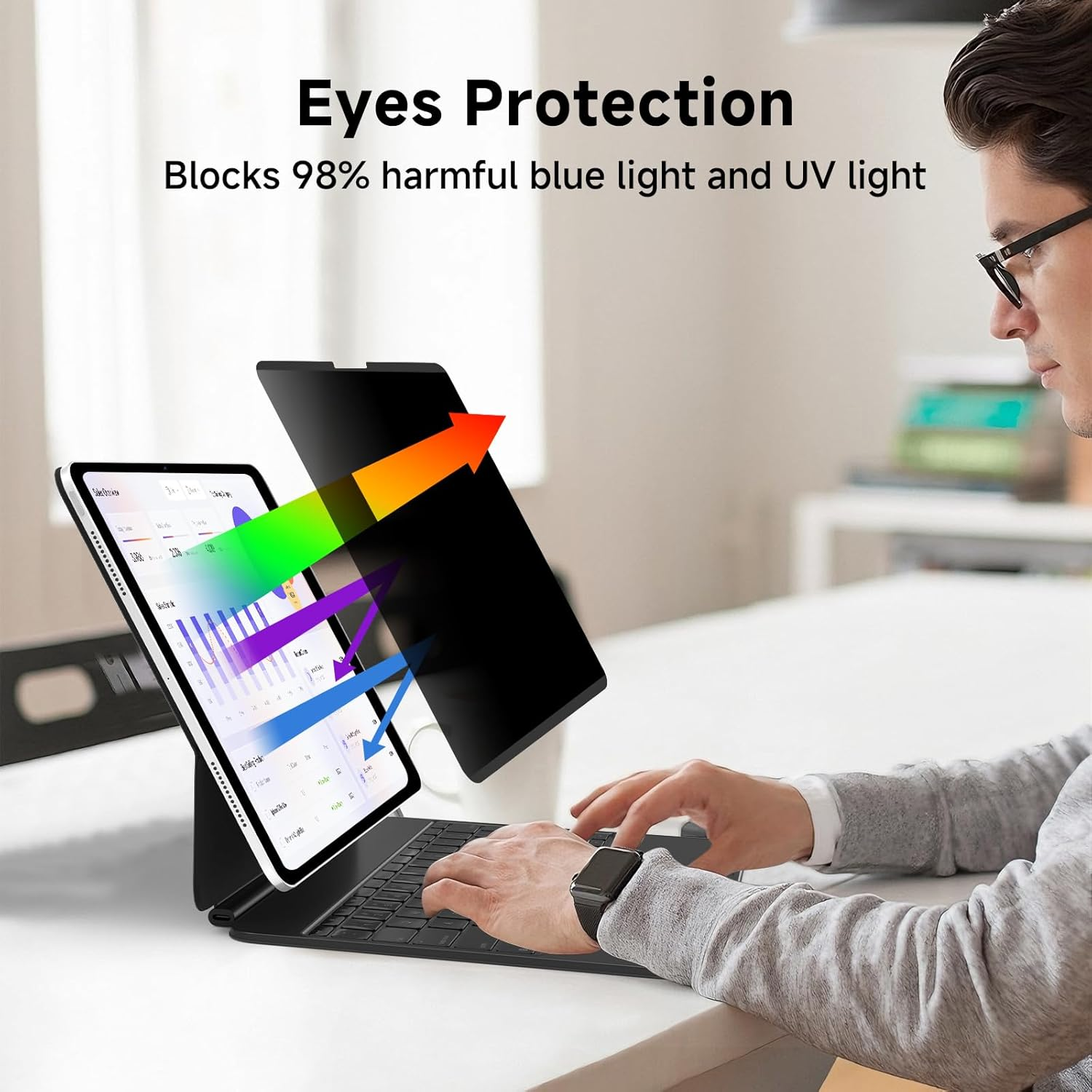 Magnetic Privacy Screen for iPad A16 2025/10th Gen, Anti-Glare Filter