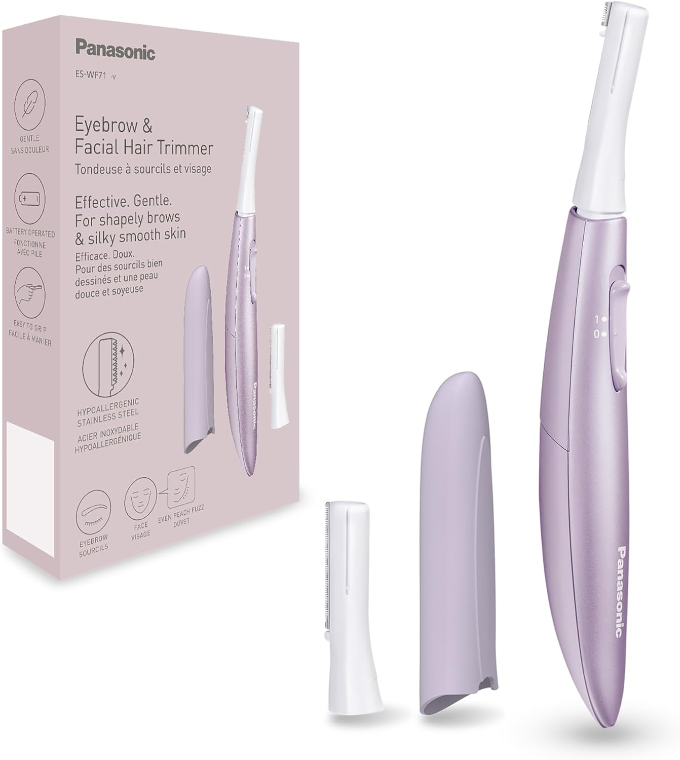 PANASONIC ES-WF71-V503 Women's Eyebrow & Facial Hair Trimmer, Hypoallergenic