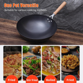 12-Inch Hand Hammered Carbon Steel Wok with Wooden and Steel Handle