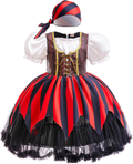 Girls Pirate Costume A-Line Fluffy Dress with Bandana