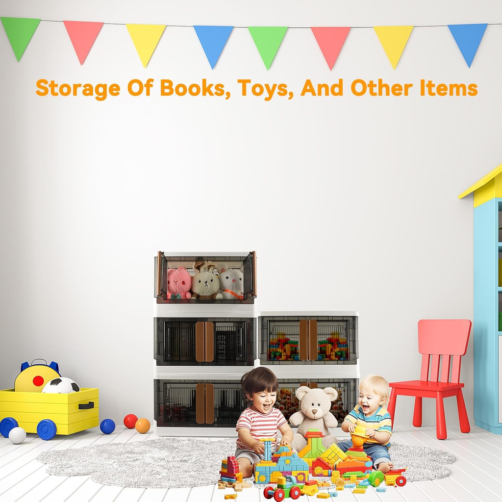 8.4 Gallon Storage Bin with Lids, Locking Cabinet, Foldable Plastic Organizer