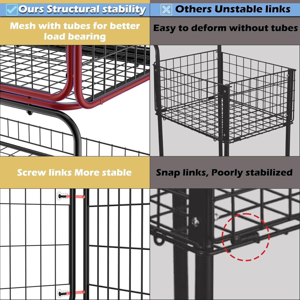 Tennis Ball Cart with Wheels, Holds 350 Balls, Racket Holder & Utility Trolley