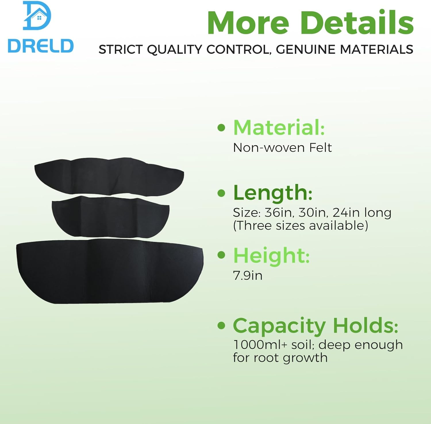 24" Rectangle Hanging Plant Liners - 3 Pack Felt Inserts for Containers