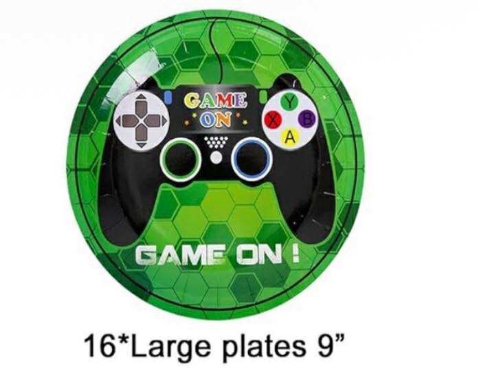 Gaming-Themed Party Tableware Set - 48 PCS for 16 Guests