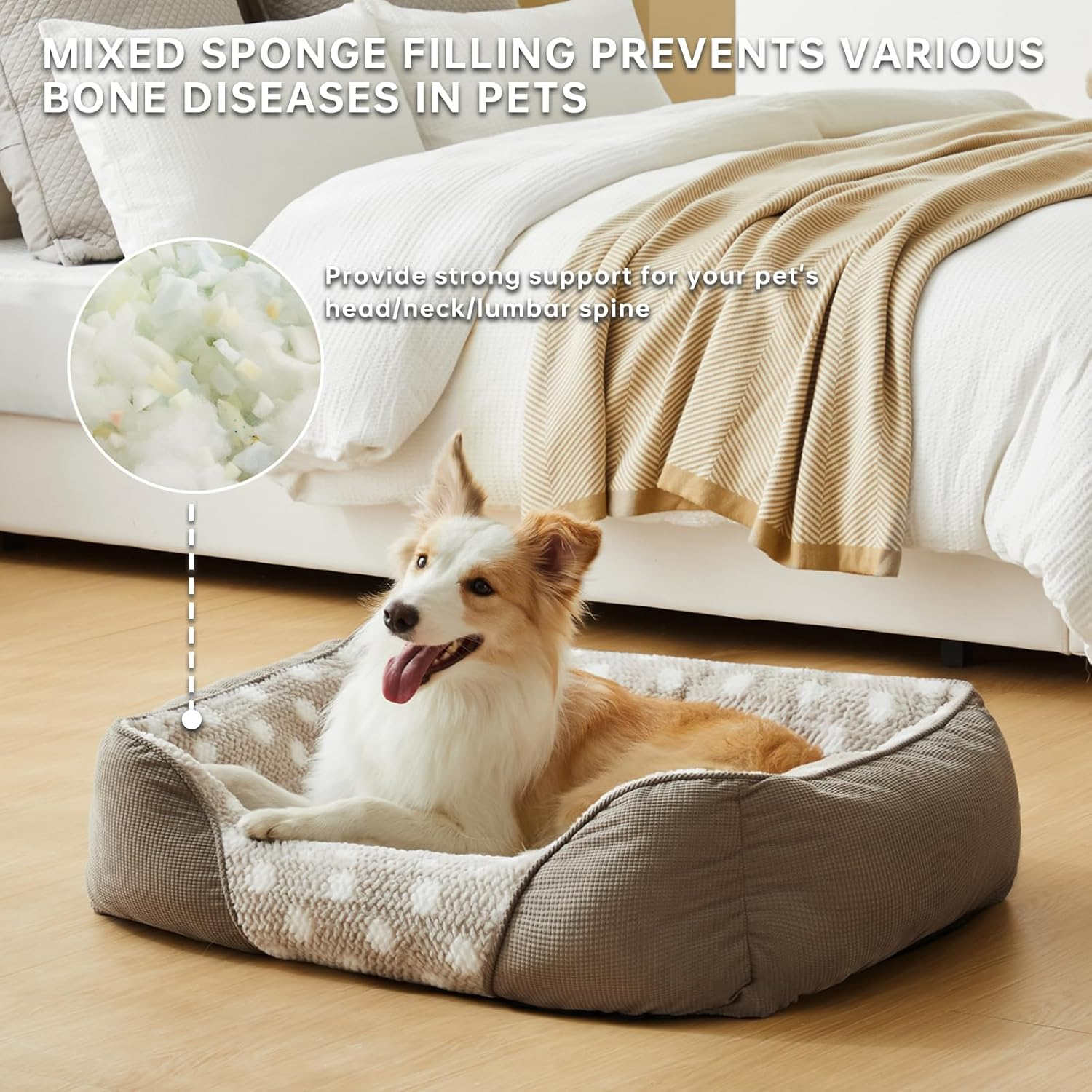 Small Dog and Cat Bed for Easy Access - 53x50x17cm