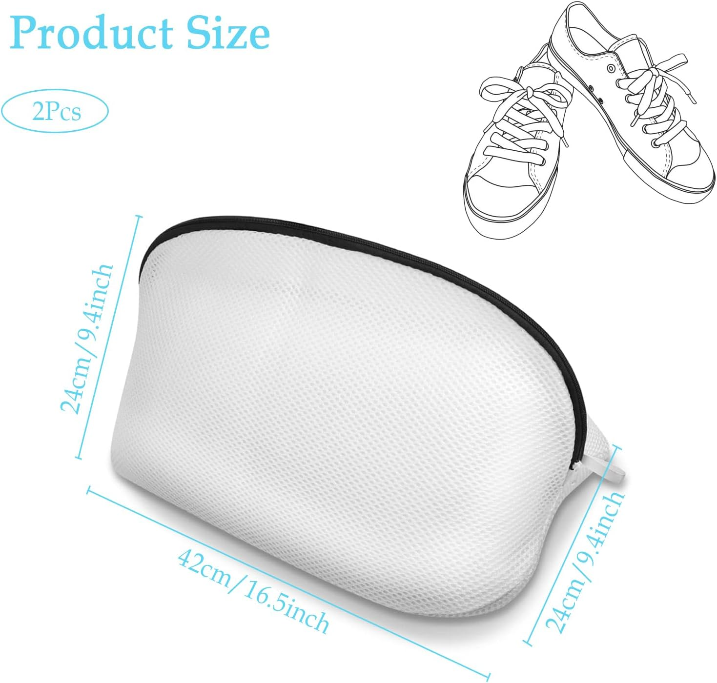 Premium Shoe Washing Machine Bags - 2 Pack with Durable Zippers